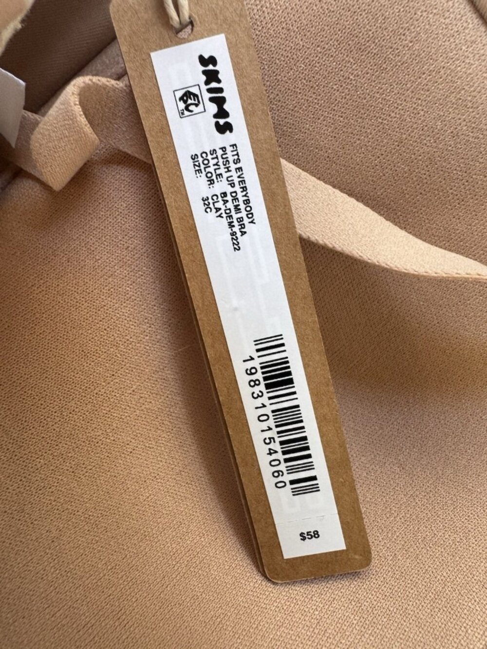 NEW SKIMS Fits Everybody Push-Up Demi Bra Clay Nude 32C 32 C NEW NWT - Picture 14 of 14
